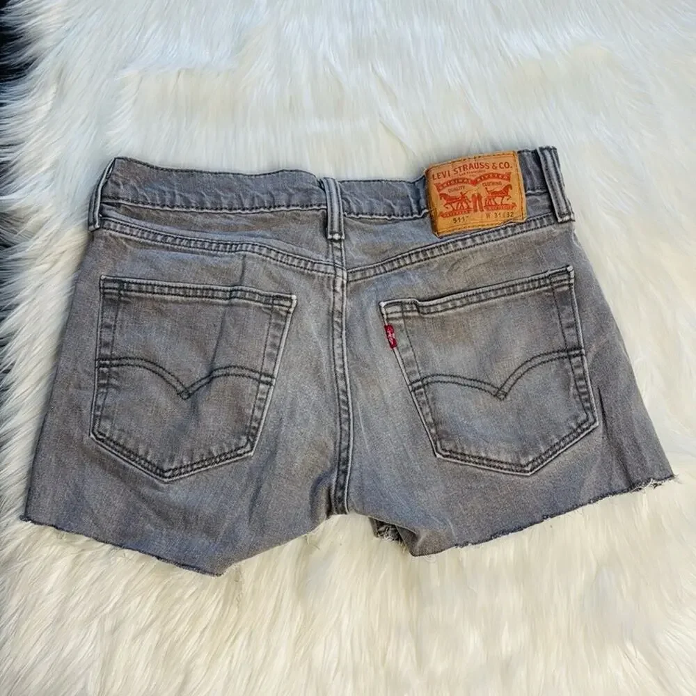 Levi’s 511 Distressed Gray Denim Cut Offs From Mens Jeans